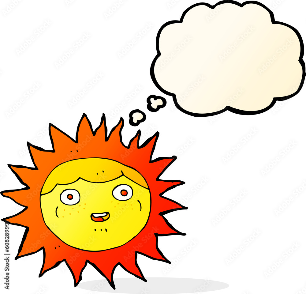 sun cartoon character with thought bubble sun cartoon character with thought bubble