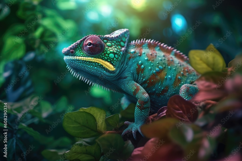 Fototapeta premium Intricate Chameleon on Tree Branch