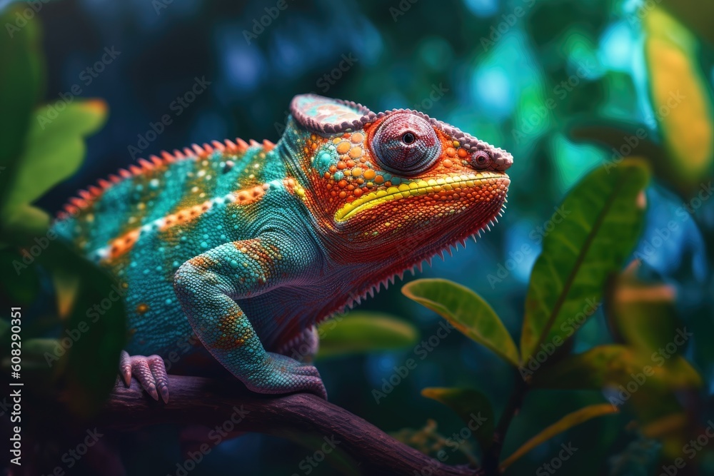 Obraz premium Stunning Detailed Chameleon in Natural Habitat