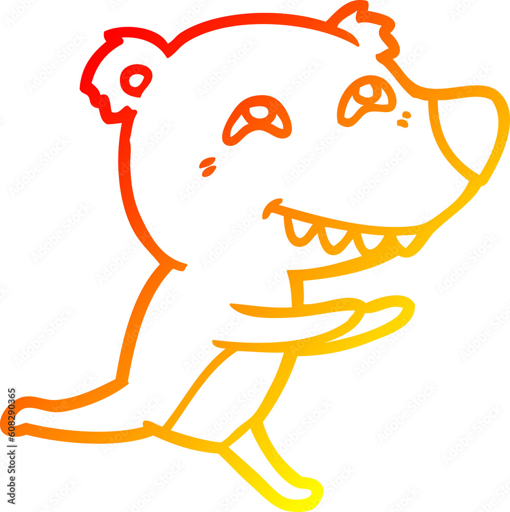 warm gradient line drawing of a cartoon bear running warm gradient line drawing of a cartoon bear running