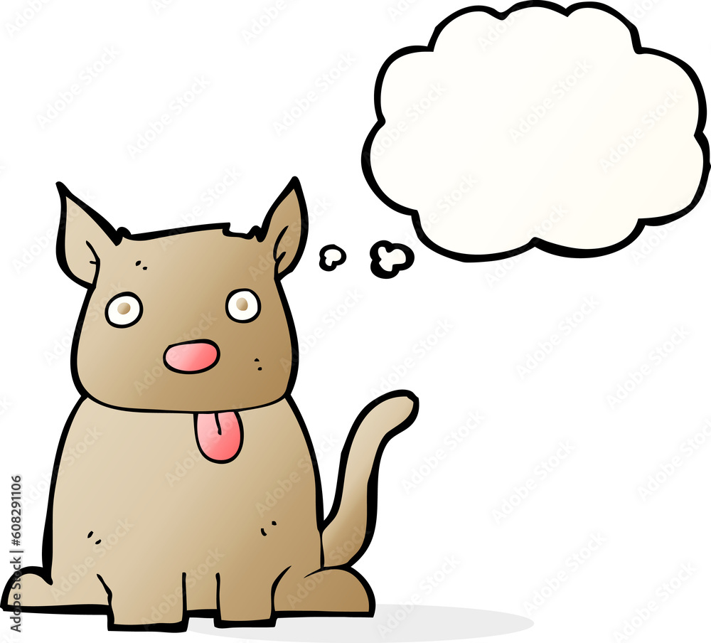 Fototapeta premium cartoon dog sticking out tongue with thought bubble