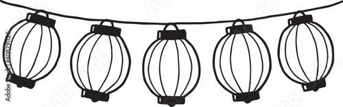 祭りの提灯線画