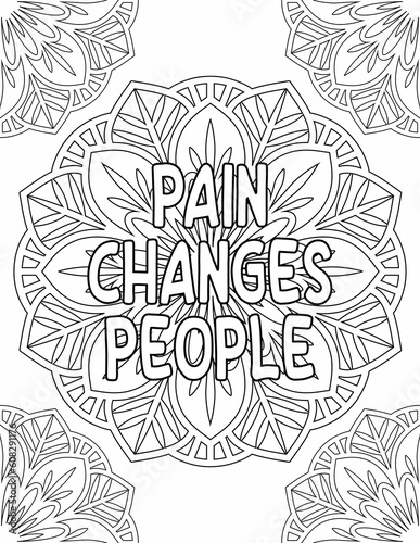 Printable mandala coloring page for adults and kids with an inspirational quote