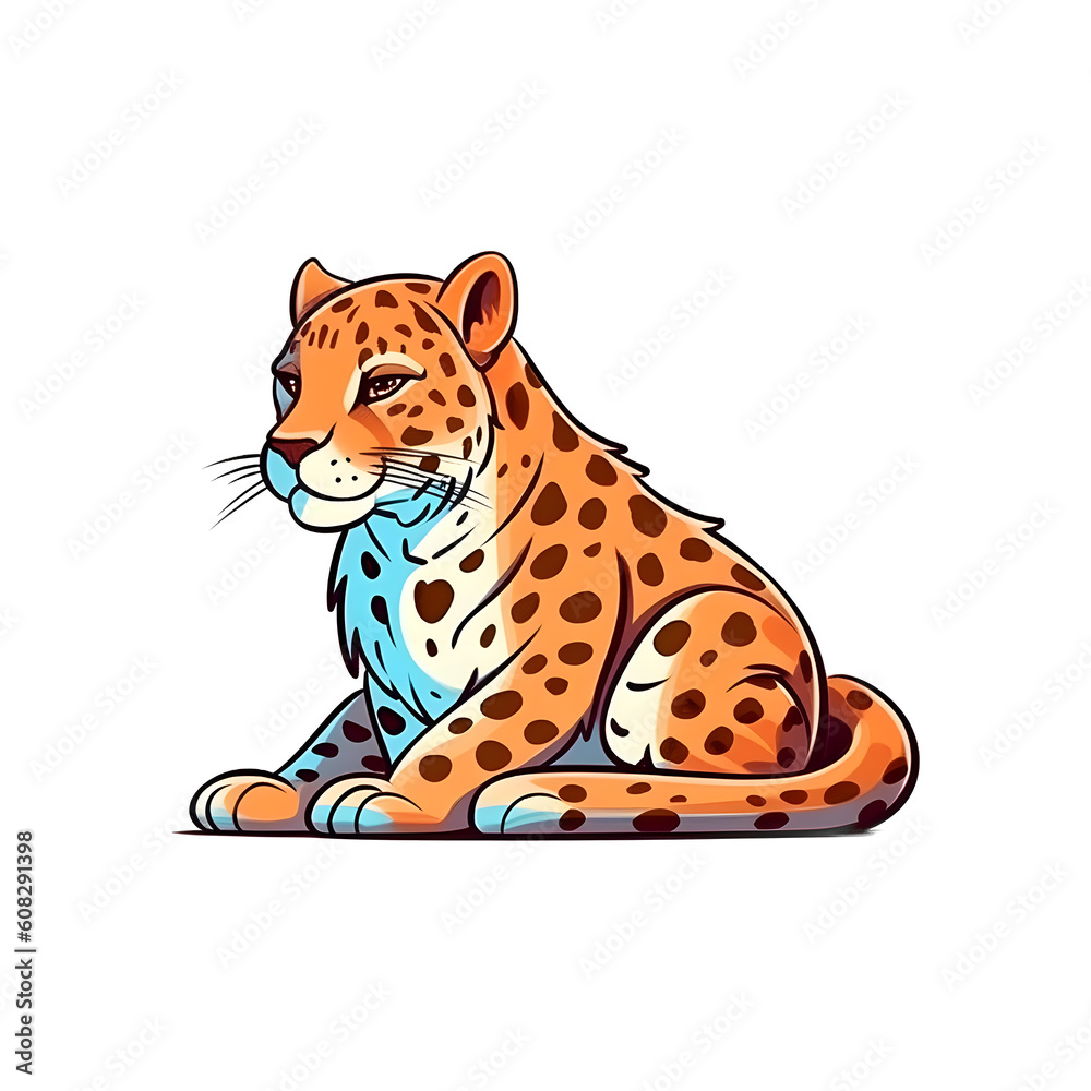 Obraz premium Graceful Guardians: Charming 2D Leopard Artwork