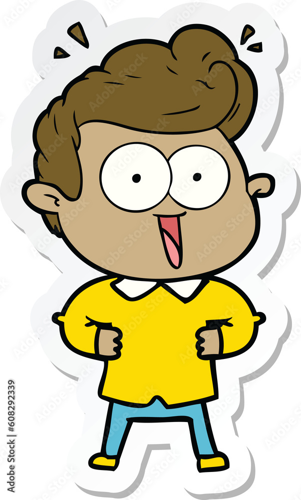 sticker of a cartoon excited man sticker of a cartoon excited man