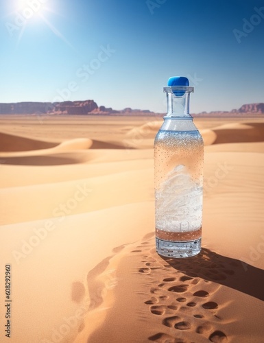 a bottle of water in the middle of the desert generative AI