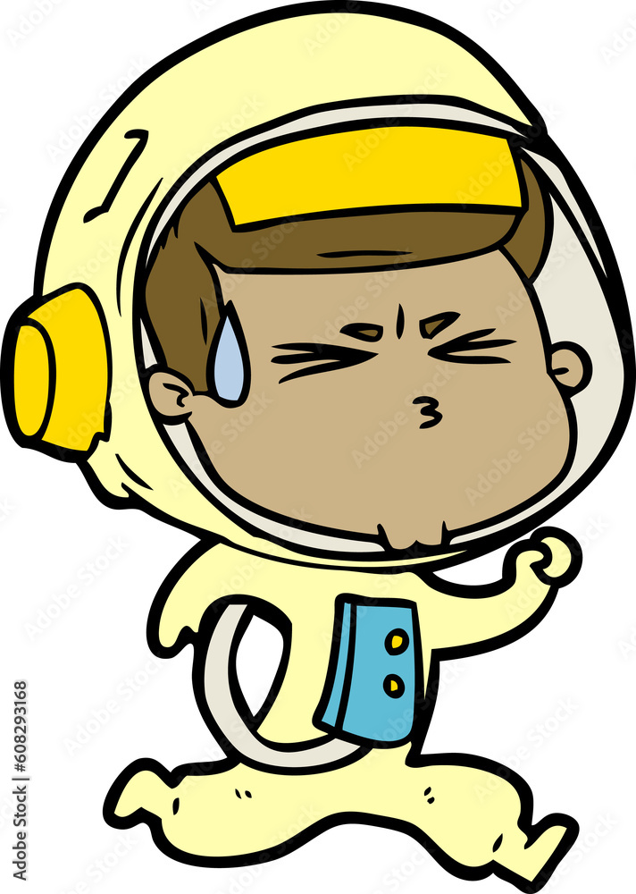 Obraz premium cartoon stressed astronaut