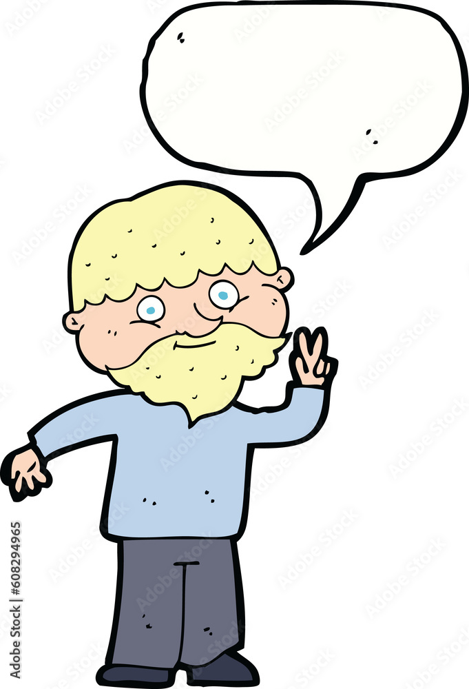 cartoon man giving peace sign with speech bubble cartoon man giving peace sign with speech bubble