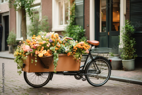 Cargo bike with flowers, Netherlands