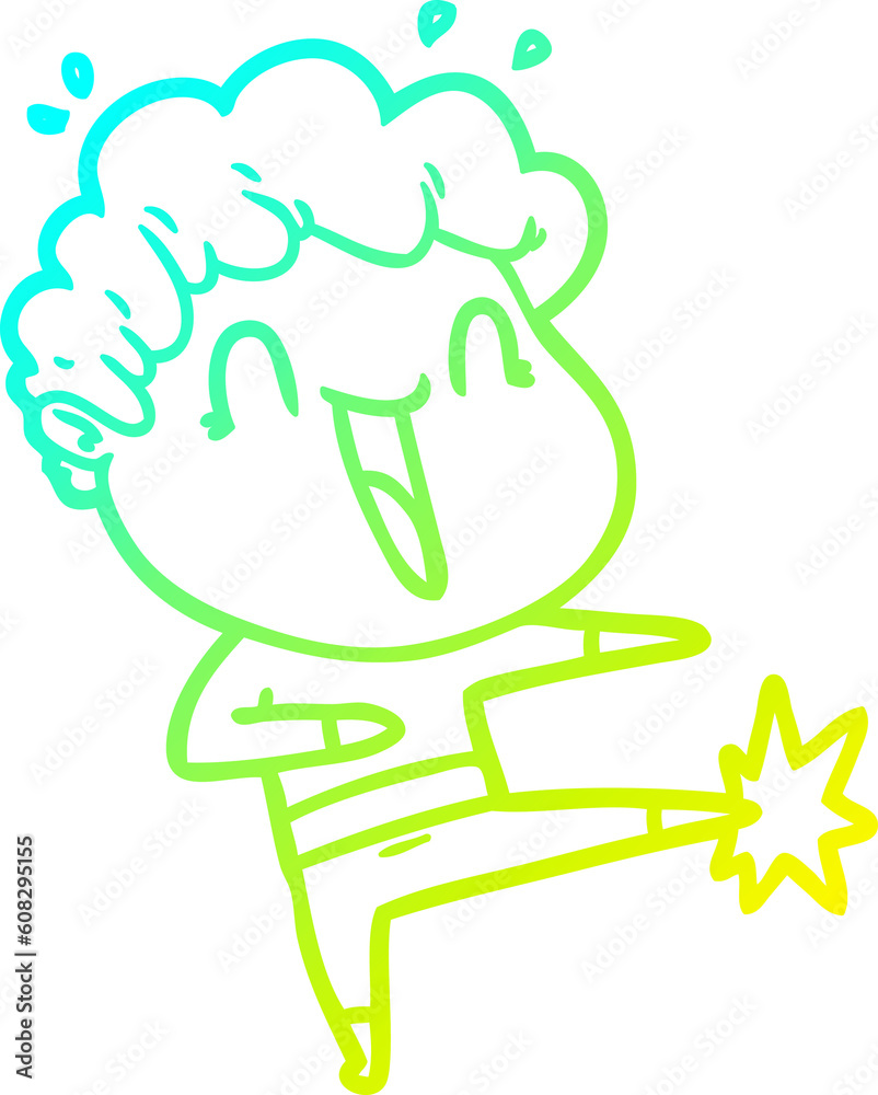 cold gradient line drawing of a cartoon happy man cold gradient line drawing of a cartoon happy man
