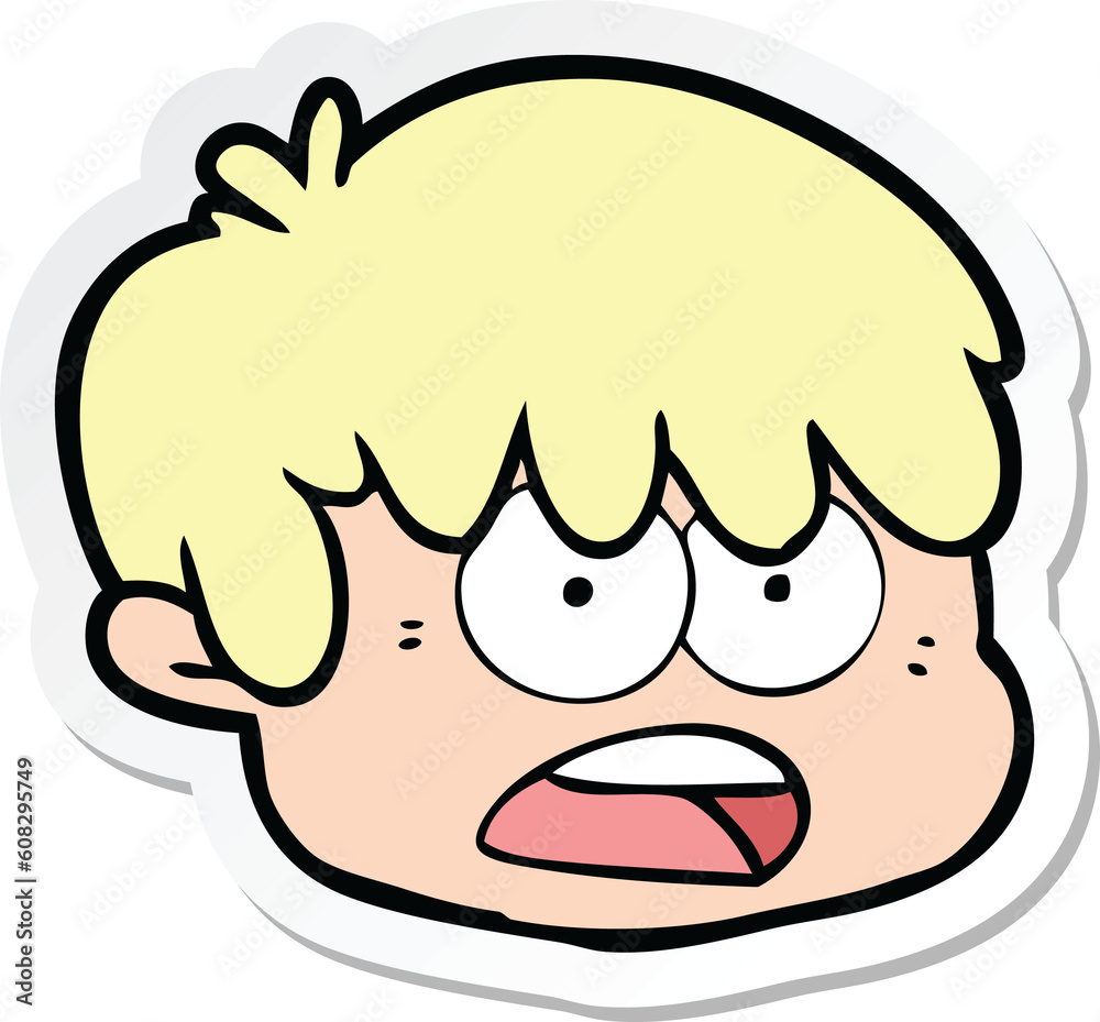 sticker of a cartoon male face