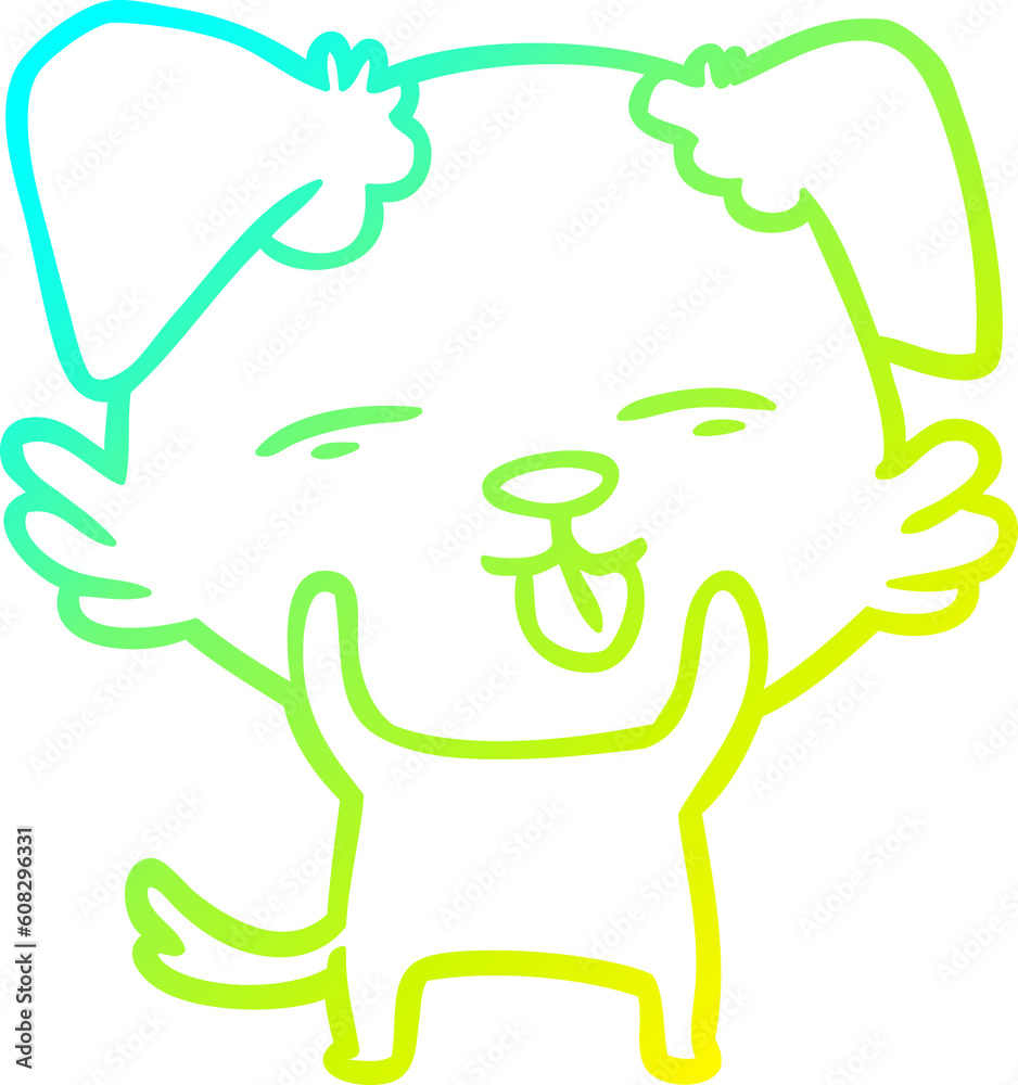 cold gradient line drawing of a cartoon dog sticking out tongue cold gradient line drawing of a cartoon dog sticking out tongue
