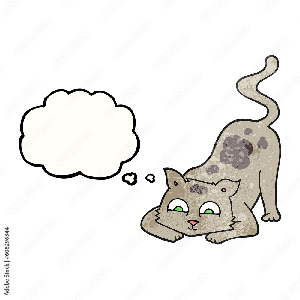 freehand drawn thought bubble textured cartoon cat freehand drawn thought bubble textured cartoon cat