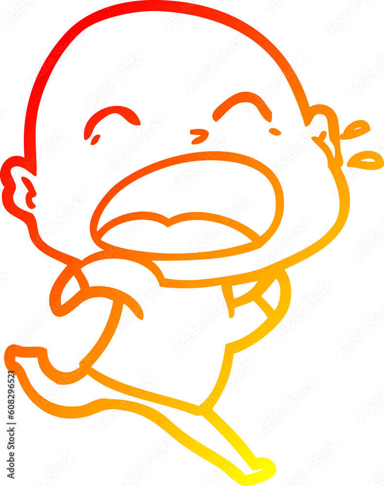 Obraz premium warm gradient line drawing of a cartoon shouting bald man