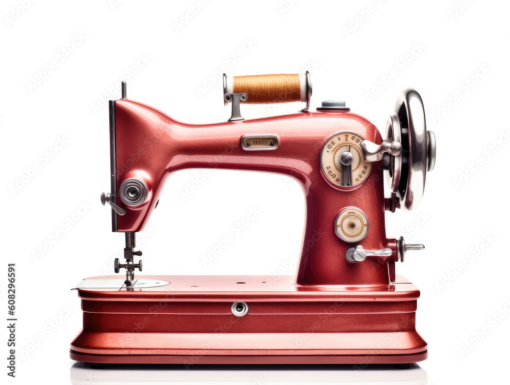 Vintage retro sewing machine old style isolated on white background