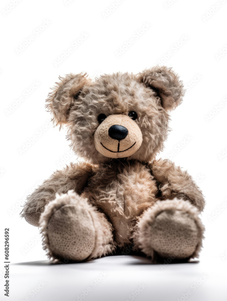 Old Teddy bear on a white background