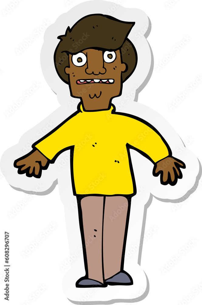 sticker of a cartoon shocked man sticker of a cartoon shocked man