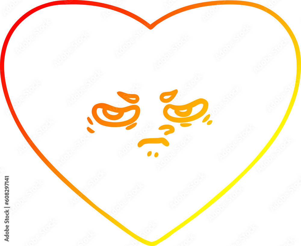 warm gradient line drawing of a cartoon heart warm gradient line drawing of a cartoon heart