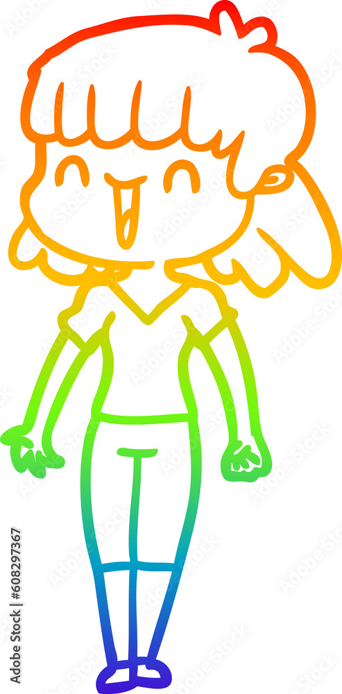 rainbow gradient line drawing of a cartoon woman rainbow gradient line drawing of a cartoon woman