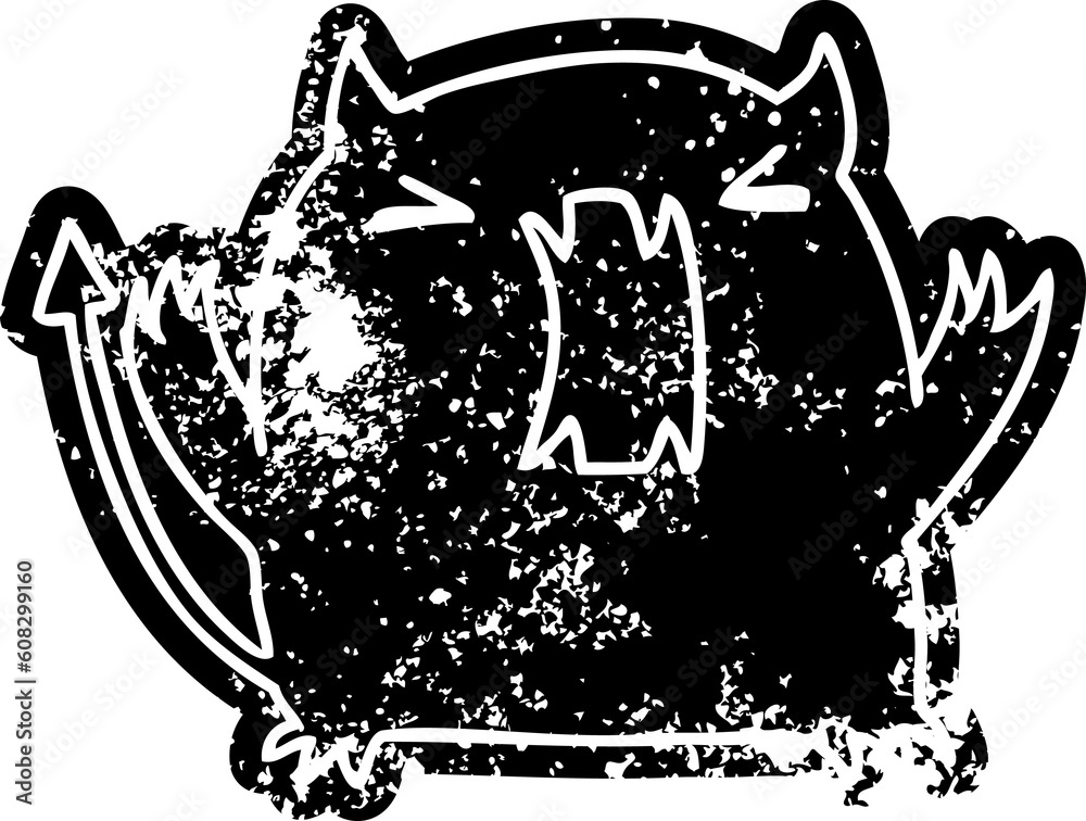 Obraz premium grunge distressed icon of a cute kawaii devil