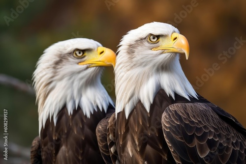 American bald eagles, symbol of national strength and freedom, Independence day, Generative AI