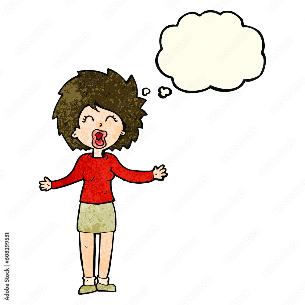 cartoon loud woman with thought bubble cartoon loud woman with thought bubble