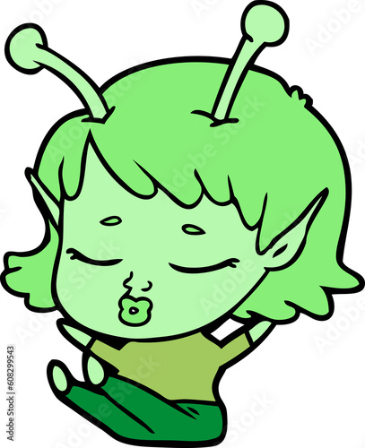 Wallpaper Mural cute alien girl cartoon Torontodigital.ca