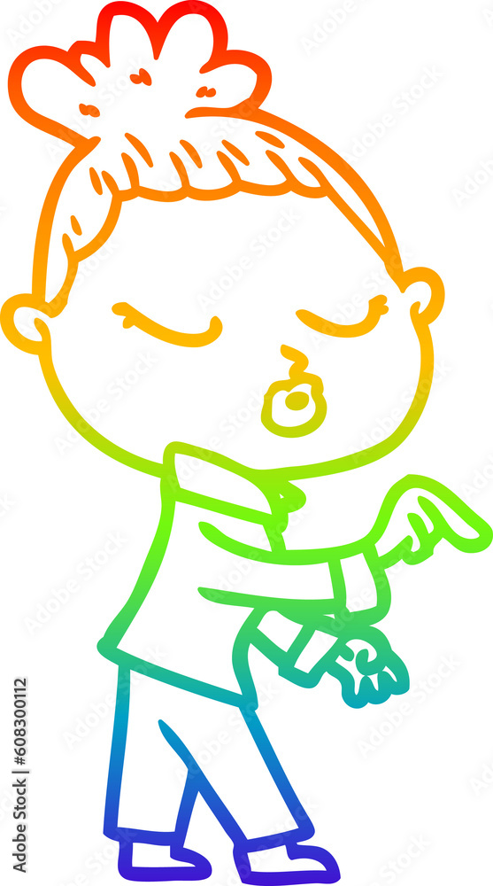 rainbow gradient line drawing of a cartoon calm woman rainbow gradient line drawing of a cartoon calm woman