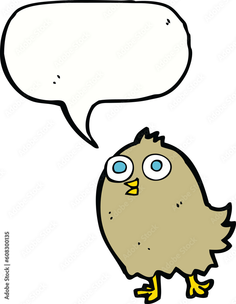 cartoon happy bird with speech bubble cartoon happy bird with speech bubble