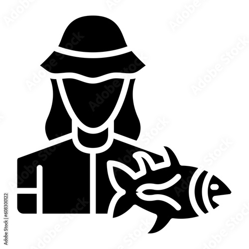 Vector Design Fisherwoman Icon Style