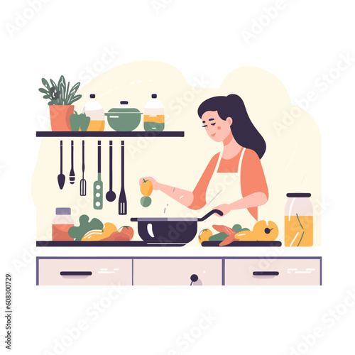 woman cooking in kitchen
