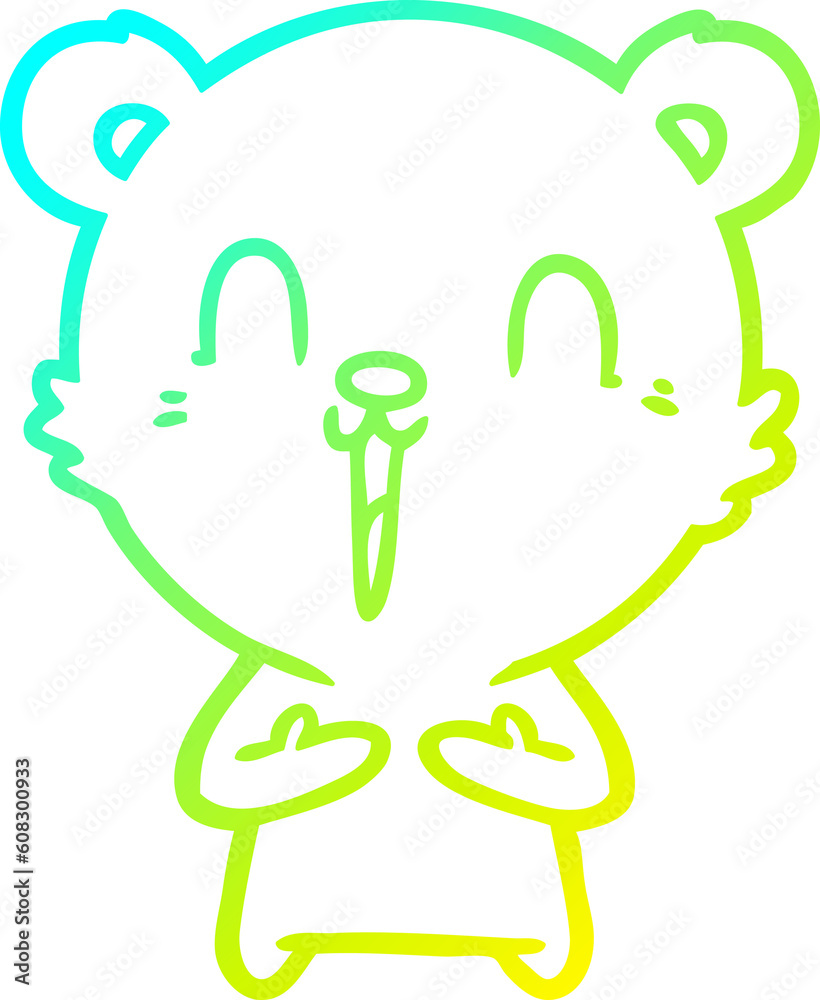 cold gradient line drawing of a happy cartoon bear cold gradient line drawing of a happy cartoon bear