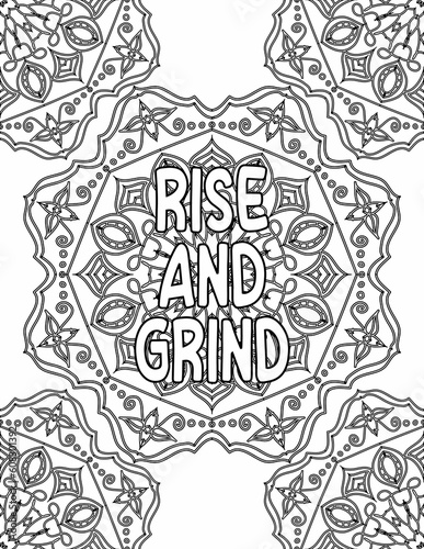 Printable mandala coloring page for adults and kids with affirmative words
