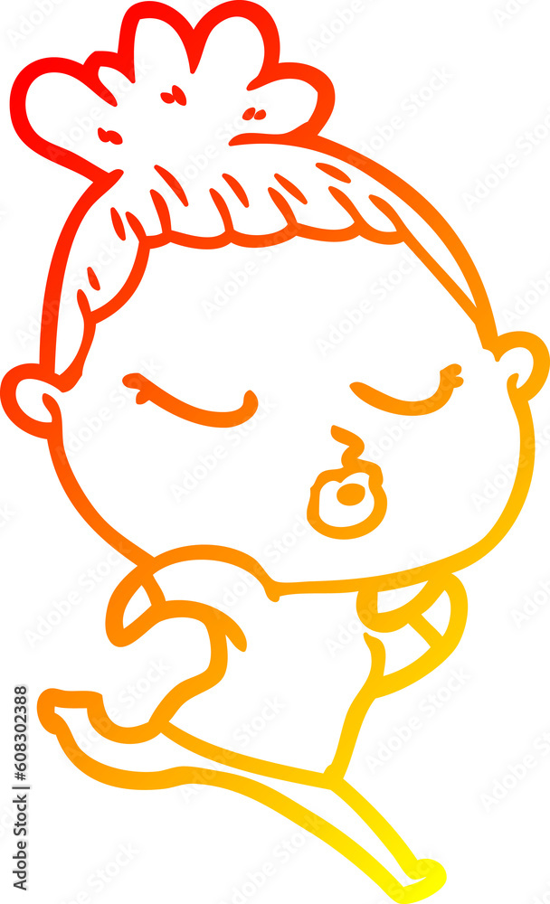 warm gradient line drawing of a cartoon calm woman warm gradient line drawing of a cartoon calm woman