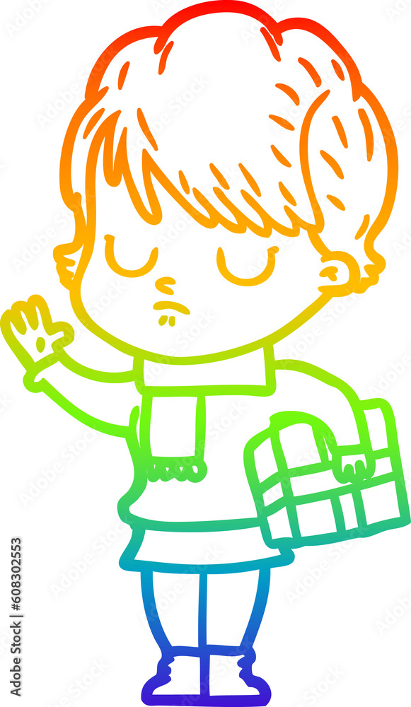 rainbow gradient line drawing of a cartoon woman rainbow gradient line drawing of a cartoon woman