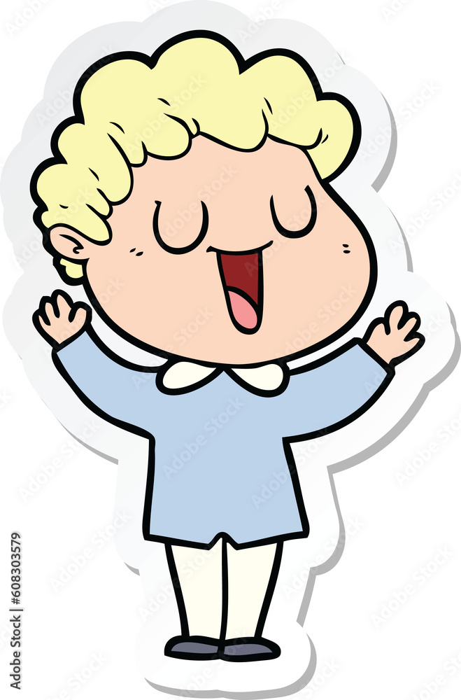 sticker of a laughing cartoon man sticker of a laughing cartoon man