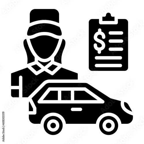 Vector Design Car Saleswoman Icon Style