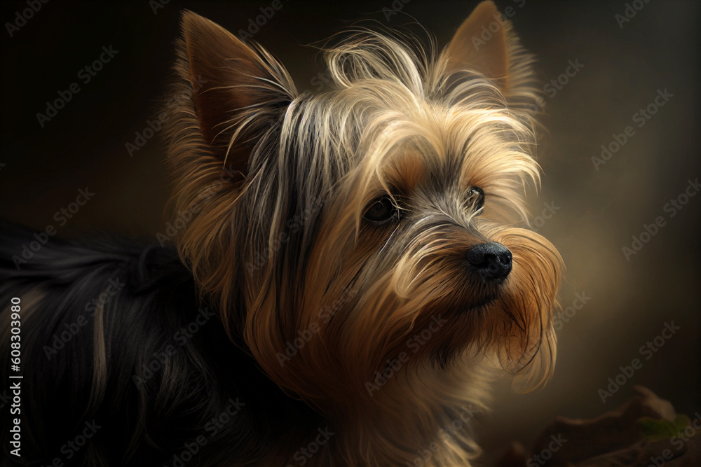 Fototapeta premium Yorkshire terrier dog. AI Generated