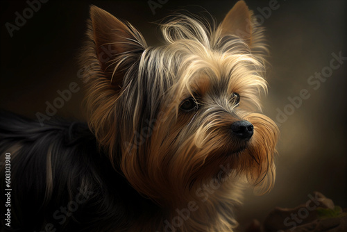 Yorkshire terrier dog. AI Generated