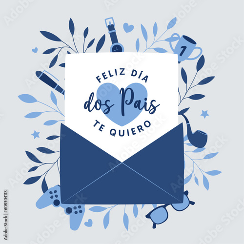 Feliz Dia dos Pais. Cartão de felicitação
