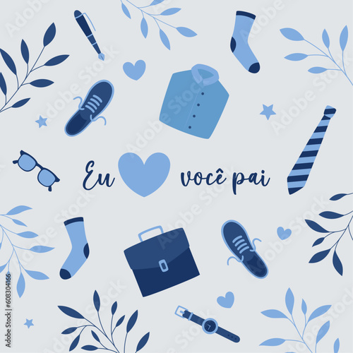 Feliz Dia dos Pais. Cartão de felicitação
