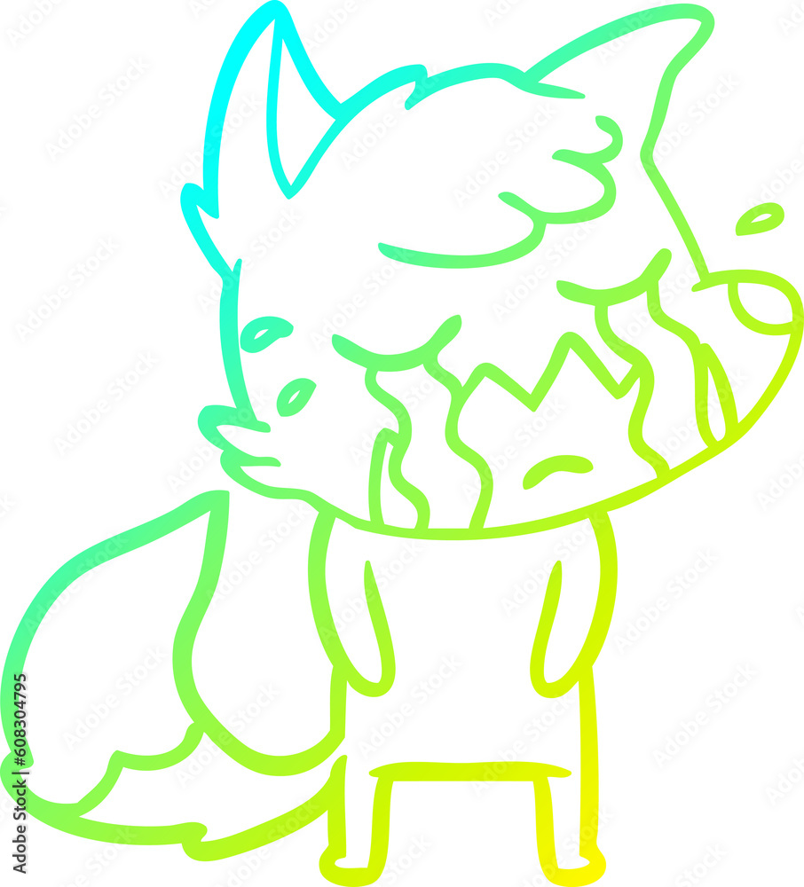 cold gradient line drawing of a crying fox cartoon cold gradient line drawing of a crying fox cartoon