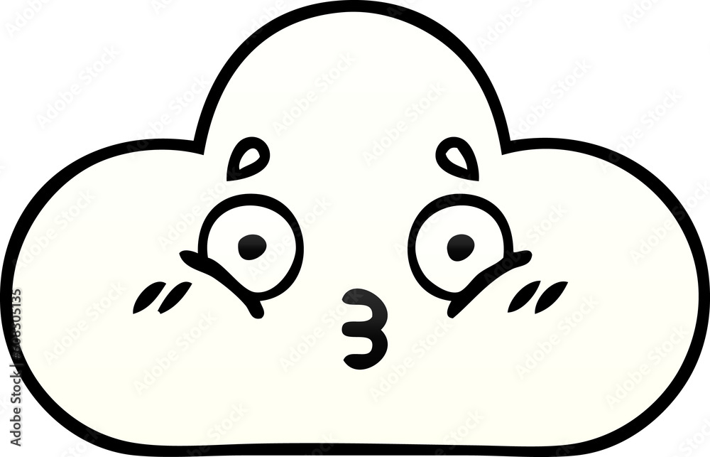 gradient shaded cartoon of a white cloud gradient shaded cartoon of a white cloud