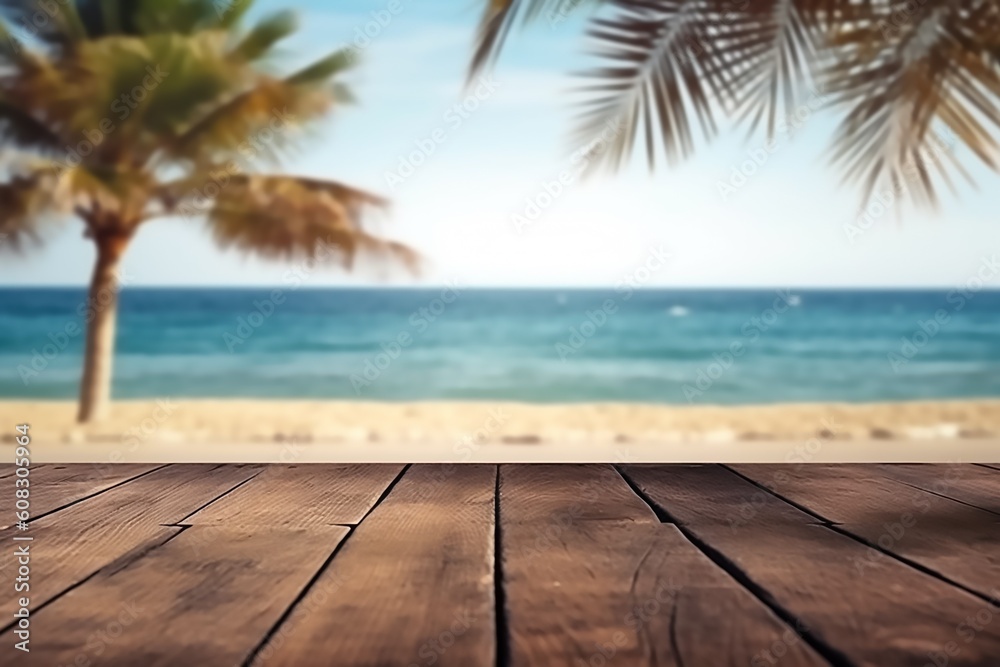 Fototapeta premium Beautiful table top with beach nature
