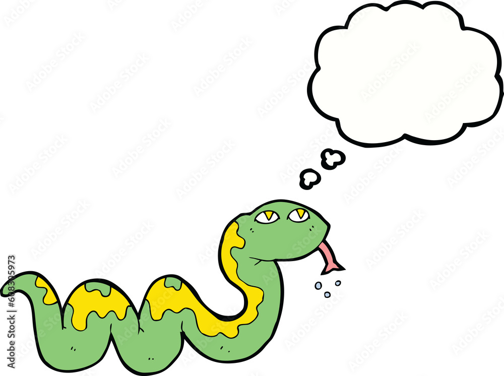 Naklejka premium cartoon snake with thought bubble