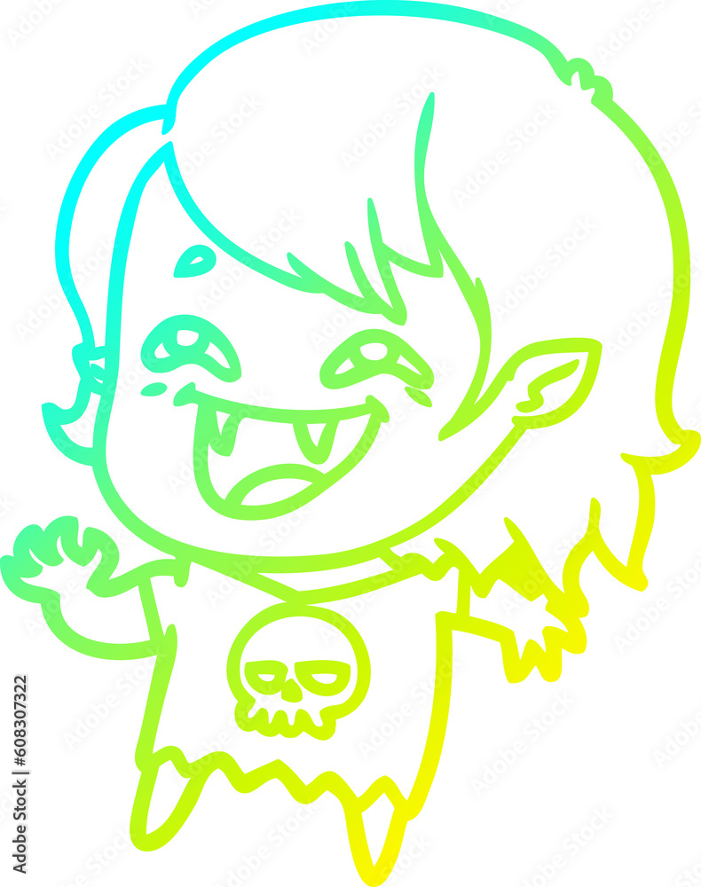 cold gradient line drawing of a cartoon laughing vampire girl cold gradient line drawing of a cartoon laughing vampire girl