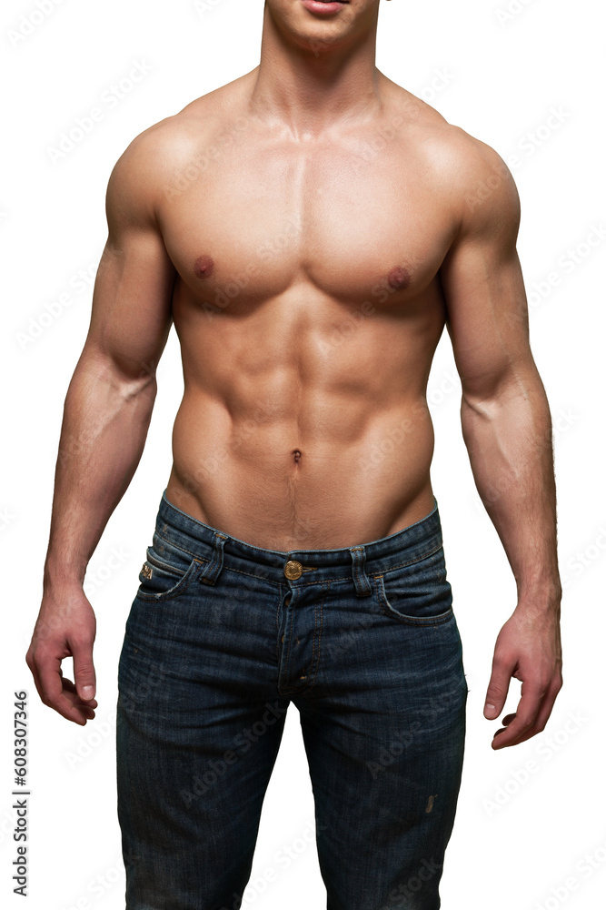 A man with a beautiful pumped-up body with big muscles