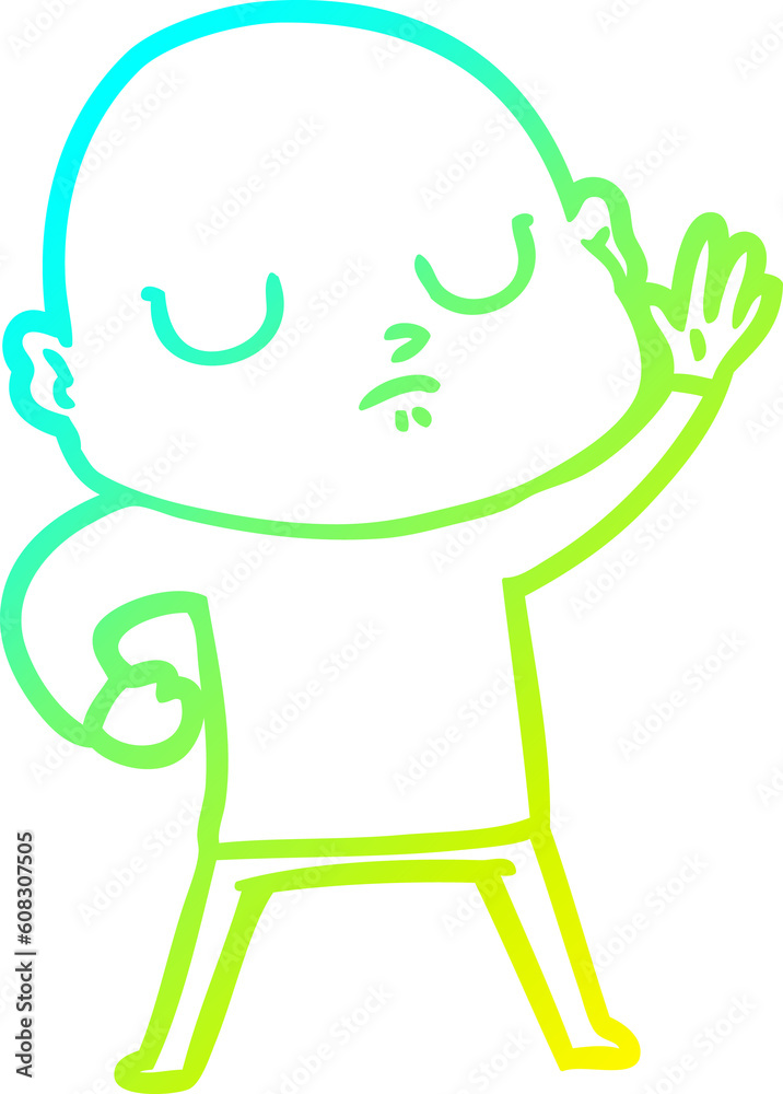 cold gradient line drawing of a cartoon bald man cold gradient line drawing of a cartoon bald man
