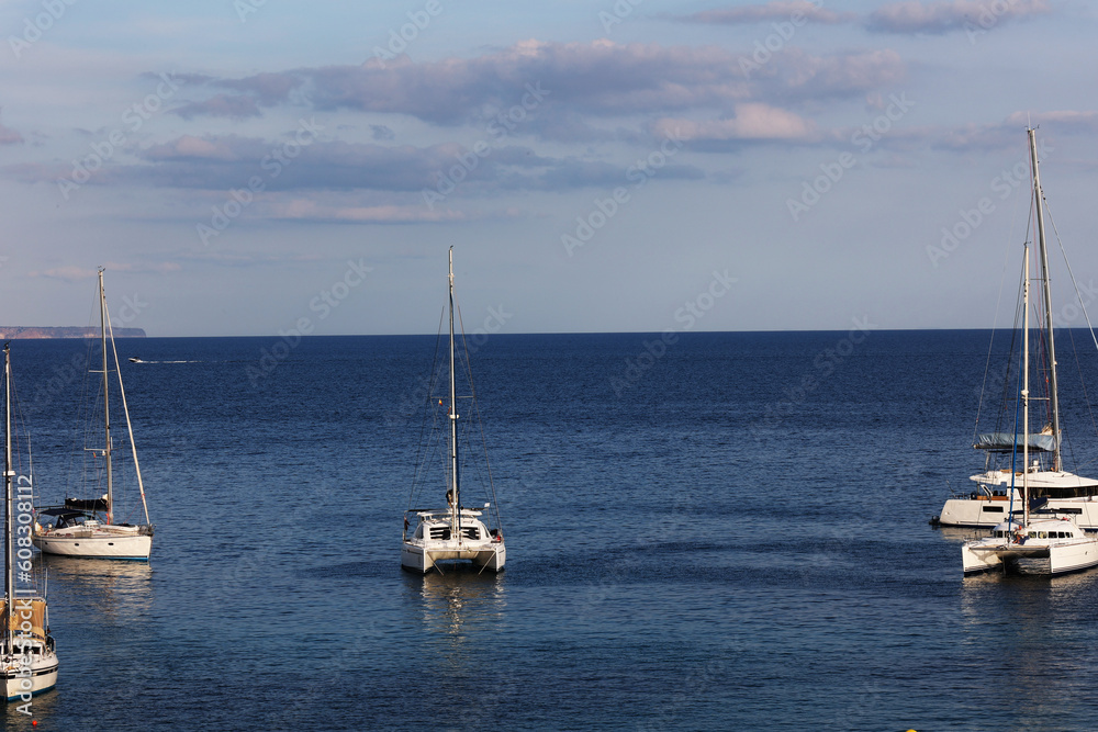 Views of the Mediterranean sea on a sunny day in Palma de Mallorca spain