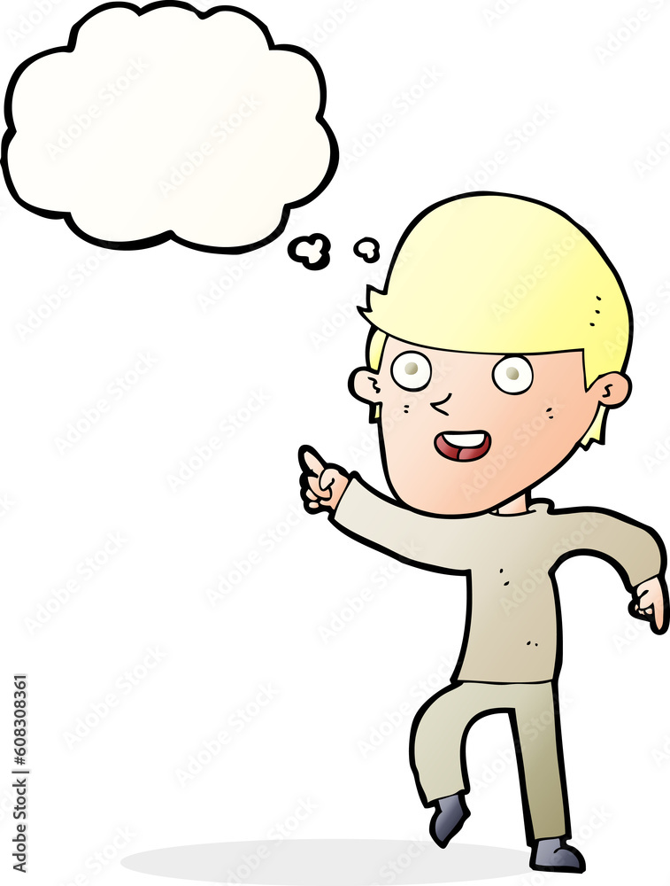 cartoon happy man with thought bubble cartoon happy man with thought bubble